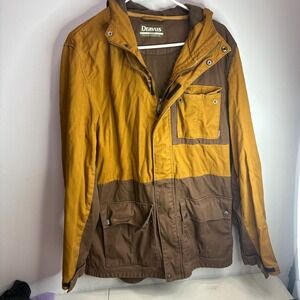 Dravis Mens Large Colorblock Hooded Jacket Canvas Brown Gold Workwearsize large